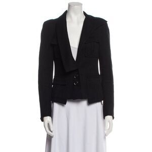NANETTE LEPORE Womens Hooded Black lined Blazer Asymmetrical collar size S